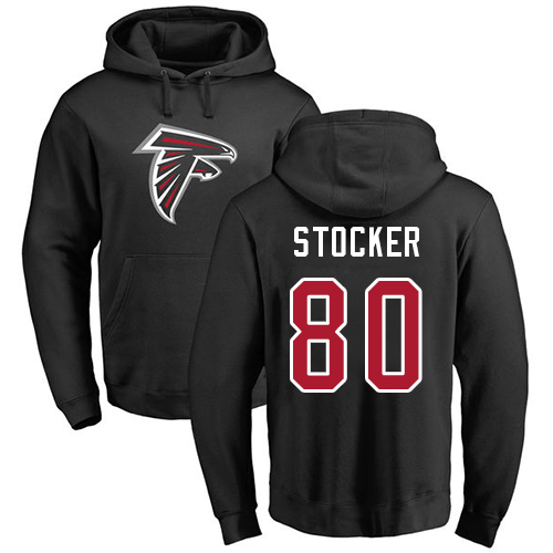 Atlanta Falcons Men Black Luke Stocker Name And Number Logo NFL Football 80 Pullover Hoodie Sweatshirts